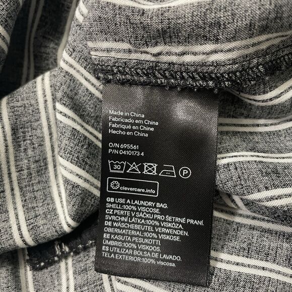 H&M divided Lace-Up Boho Nautical Shirt Blue Black Striped Size Medium 6 - Picture 5 of 9